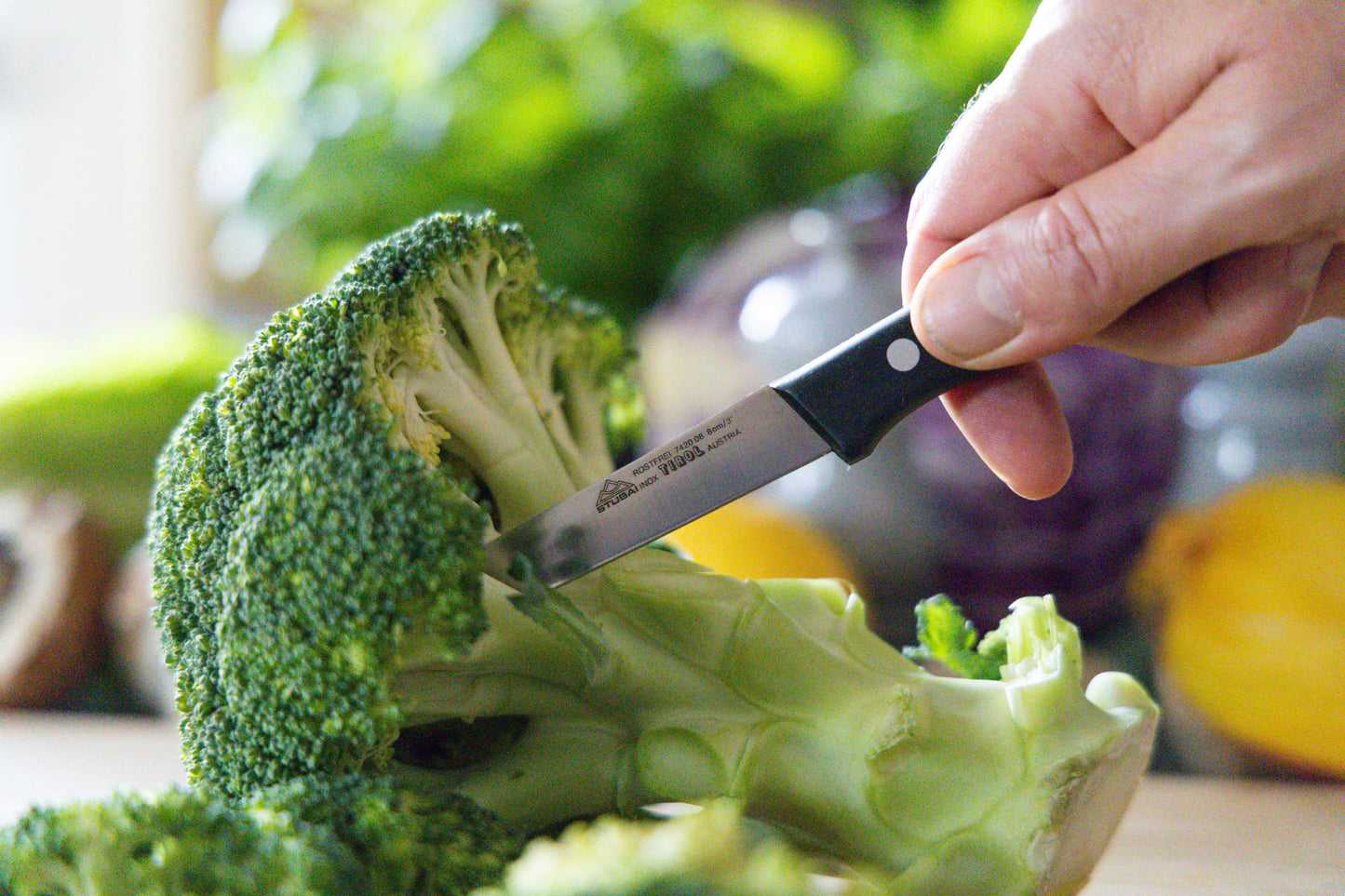 STUBAI hochwertiges Gemüsemesser gerade Schneide | 80 mm | Küchenmesser Tirol aus Edelstahl für müheloses Schneiden von Gemüse, Obst & Lebensmitteln, rostfrei, spülmaschinenfest