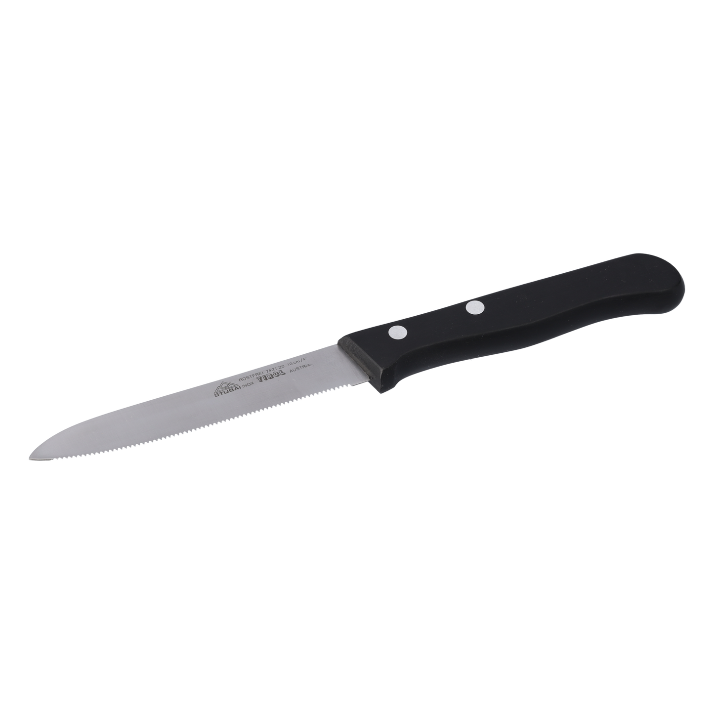 STUBAI hochwertiges Gemüsemesser mit feiner Welle | 100 mm | Küchenmesser Tirol aus Edelstahl für müheloses Schneiden von Gemüse, Obst & Lebensmitteln, rostfrei, spülmaschinenfest