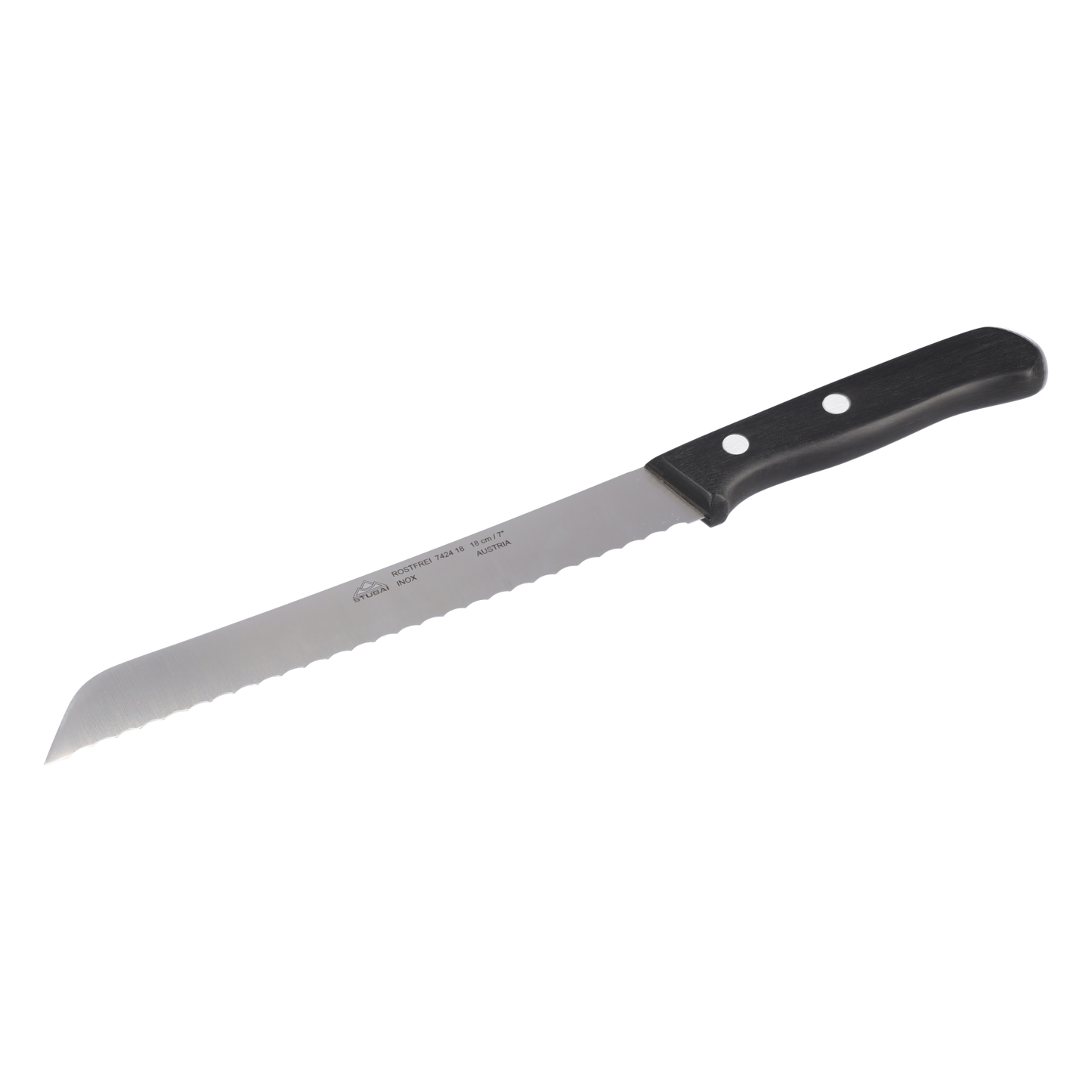STUBAI hochwertiges Brotmesser | 180 mm | Brotsäge Tirol mit Wellenschliff aus Edelstahl für müheloses Schneiden von Brot, Kuchen & Anderen Backwaren, rostfrei, spülmaschinenfest