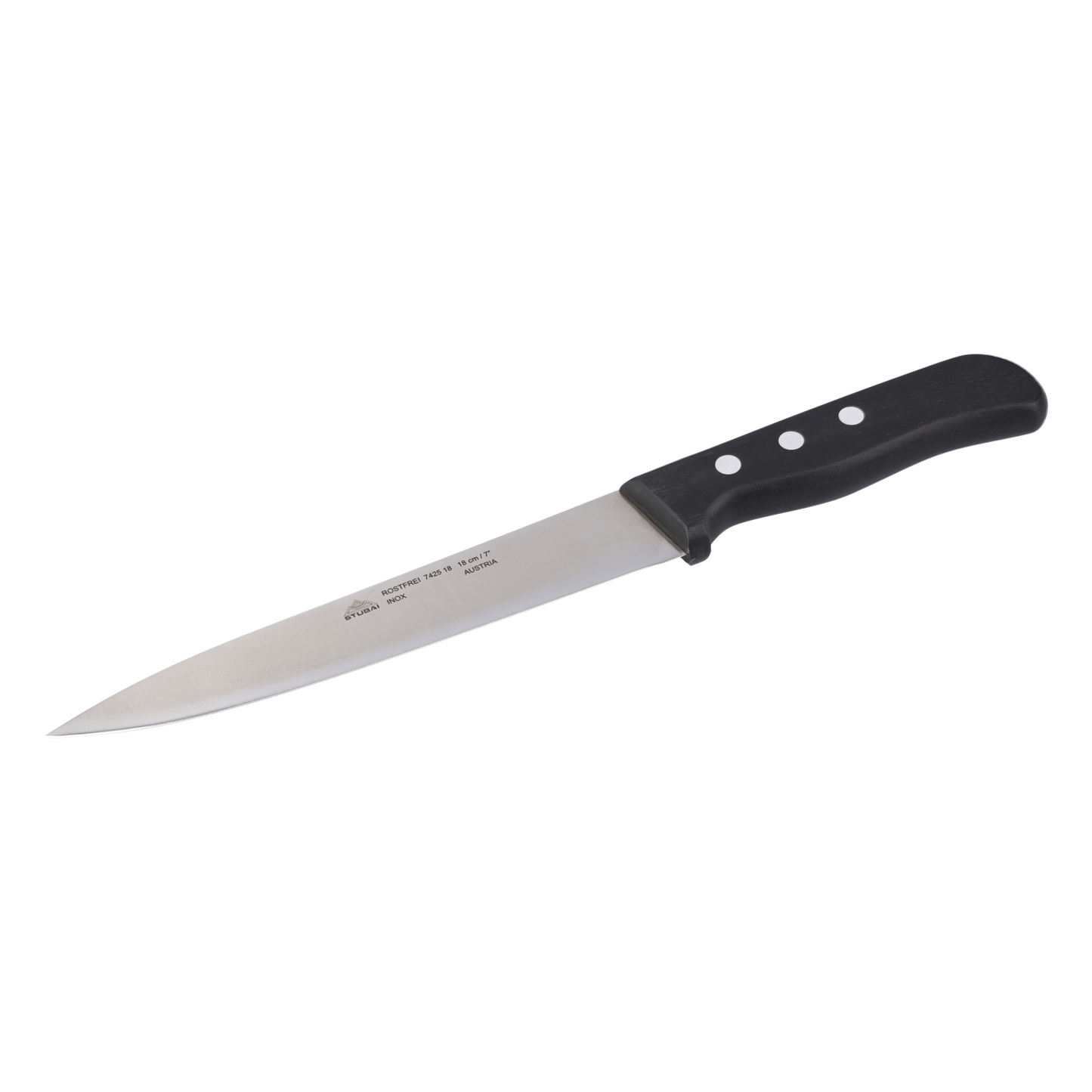 STUBAI 5-teilliges Messerset aus Gemüsemesser 80 mm, Allzweckmesser 150 mm, Kochmesser 160 mm, Küchenmesser Mittelspitz 180 mm, Vorlegegabel 110 mm | Messerserie Tirol in Karton