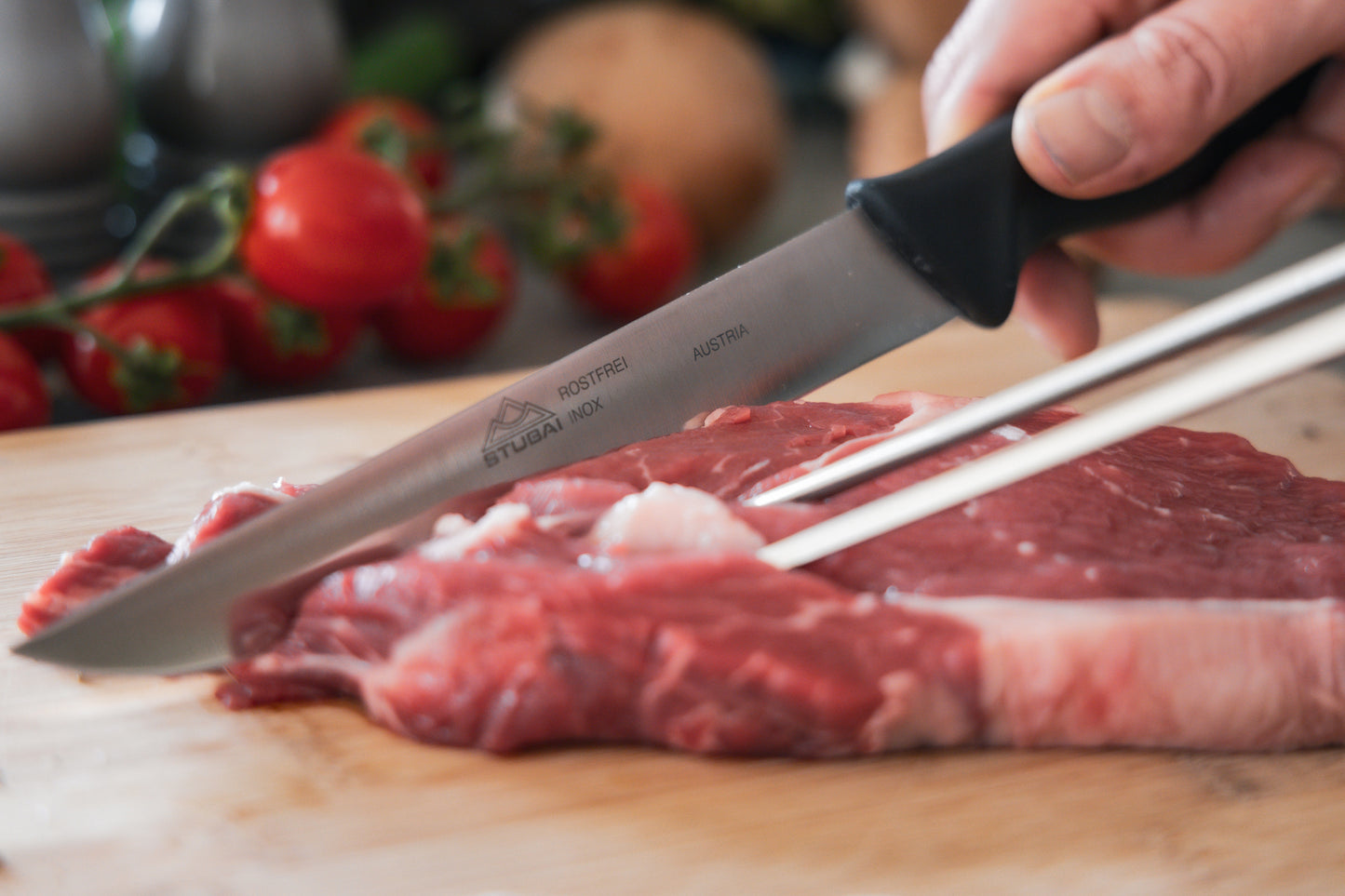 STUBAI hochwertiges Küchenmesser gerader Rücken | 140 mm | Haushaltsmesser Lady Line aus Edelstahl für müheloses Schneiden von Fleisch, Gemüse, Obst & Lebensmitteln, rostfrei, spülmaschinenfest