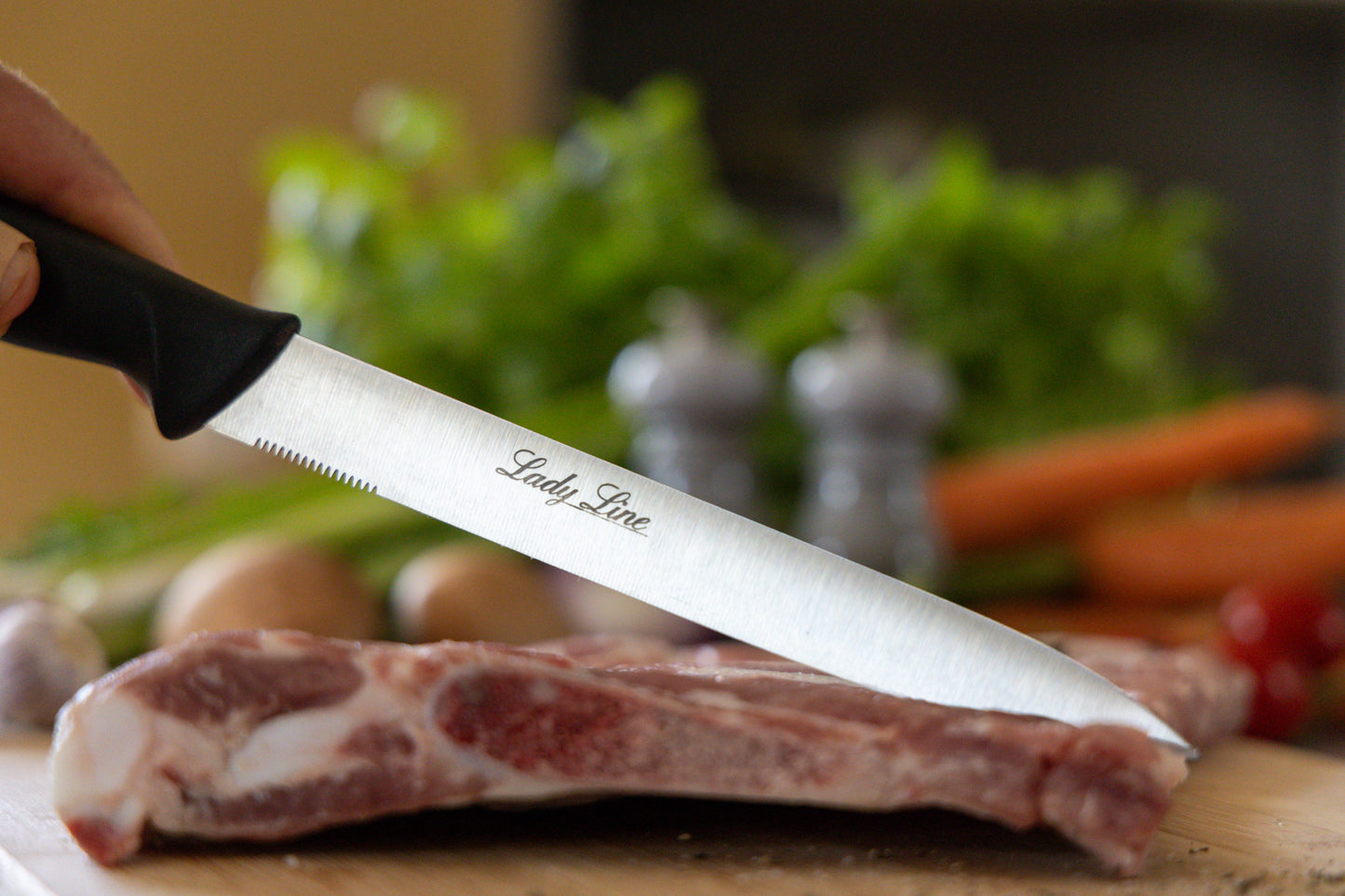 STUBAI hochwertiges Küchenmesser gerader Rücken | 210 mm | Haushaltsmesser Lady Line aus Edelstahl für müheloses Schneiden von Fleisch, Gemüse, Obst & Lebensmitteln, rostfrei, spülmaschinenfest