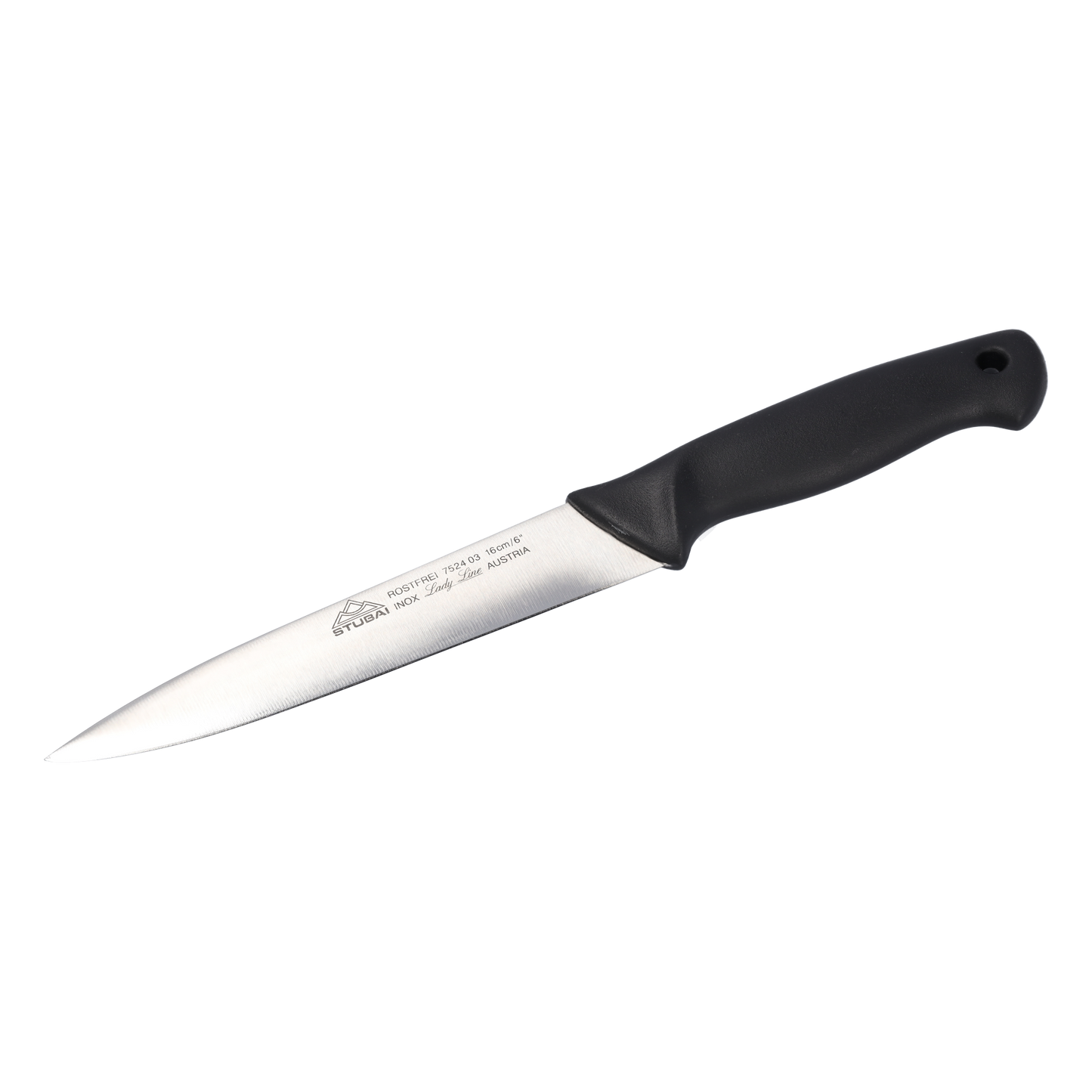 STUBAI hochwertiges Küchenmesser mit Mittelspitz | 160 mm | Haushaltsmesser Lady Line aus Edelstahl für Schneiden von Fleisch, Gemüse, Obst & Lebensmitteln, rostfrei, spülmaschinenfest, für Küche