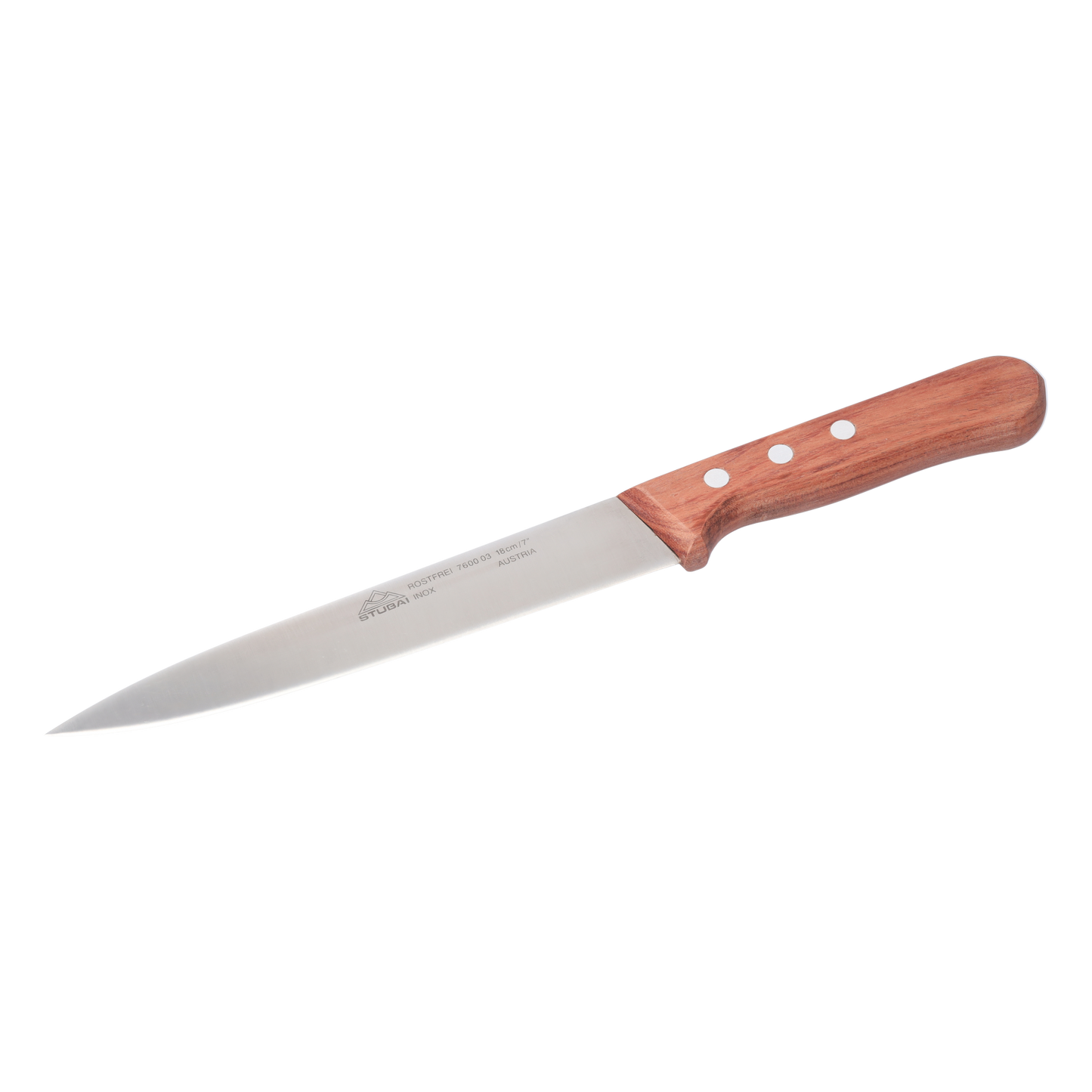 STUBAI Küchenmesser ohne Wellenschliff, 180 mm, scharfes Haushaltsmesser mit Edelholzgriff, Klinge aus Edelstahl, rostfrei, spülmaschinenfest