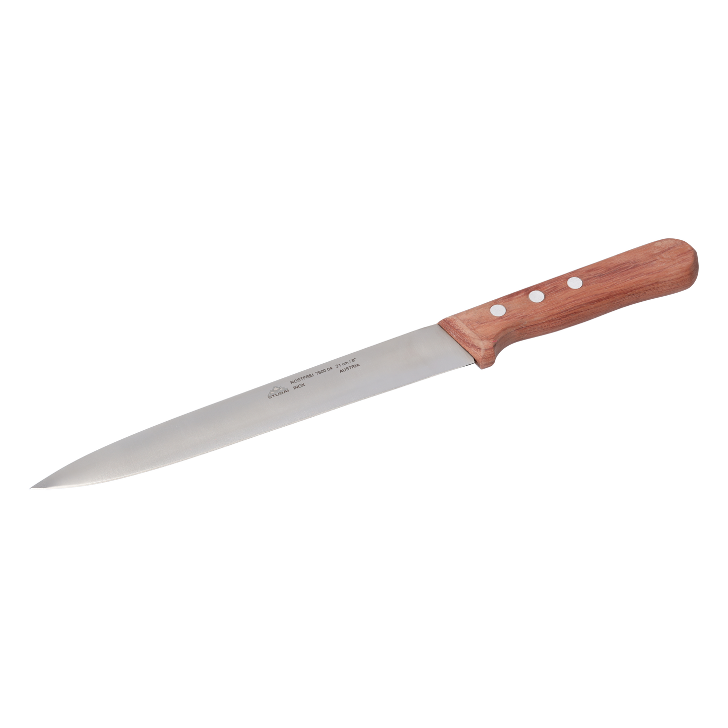 STUBAI Küchenmesser ohne Wellenschliff, 210 mm, scharfes Haushaltsmesser mit Edelholzgriff, Klinge aus Edelstahl, rostfrei, spülmaschinenfest