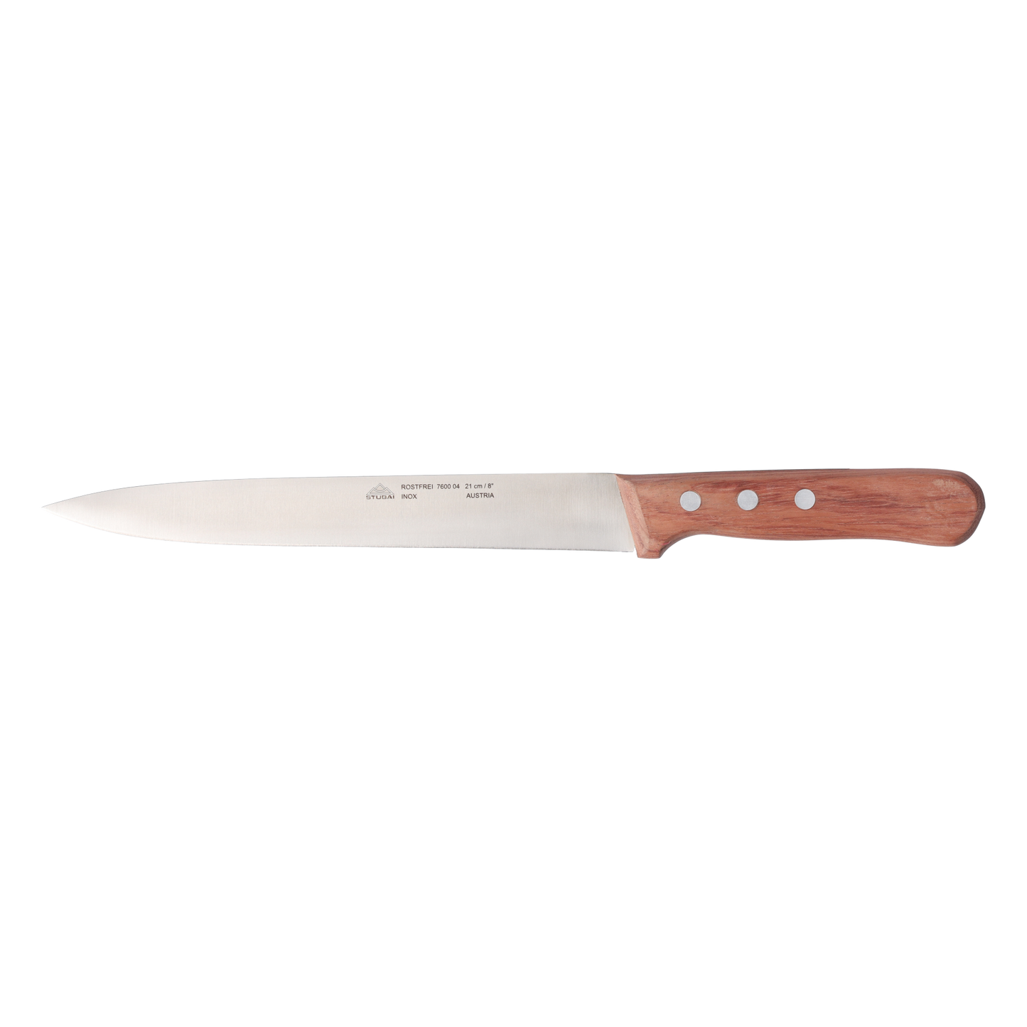 STUBAI Küchenmesser ohne Wellenschliff, 210 mm, scharfes Haushaltsmesser mit Edelholzgriff, Klinge aus Edelstahl, rostfrei, spülmaschinenfest