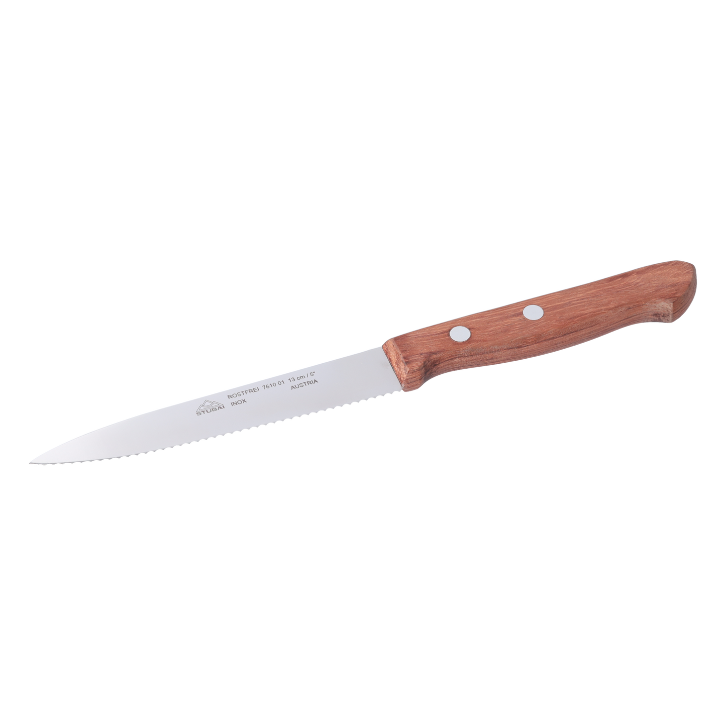 STUBAI Küchenmesser mit Wellenschliff, 130 mm , scharfes Haushaltsmesser mit Edelholzgriff, Klinge aus Edelstahl, rostfrei, spülmaschinenfest