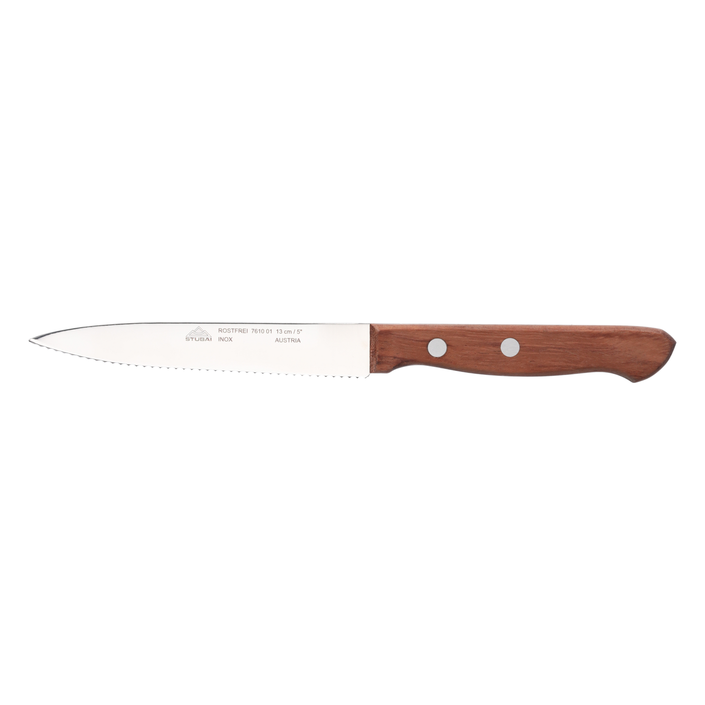 STUBAI Küchenmesser mit Wellenschliff, 130 mm , scharfes Haushaltsmesser mit Edelholzgriff, Klinge aus Edelstahl, rostfrei, spülmaschinenfest