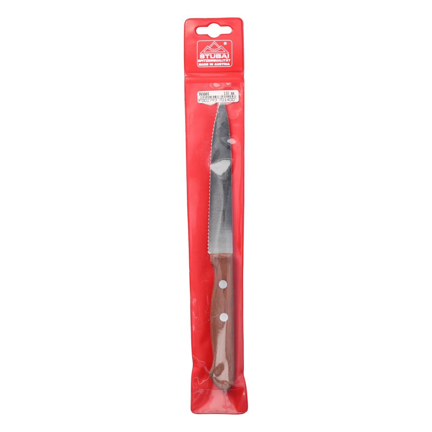 STUBAI Küchenmesser mit Wellenschliff, 130 mm , scharfes Haushaltsmesser mit Edelholzgriff, Klinge aus Edelstahl, rostfrei, spülmaschinenfest