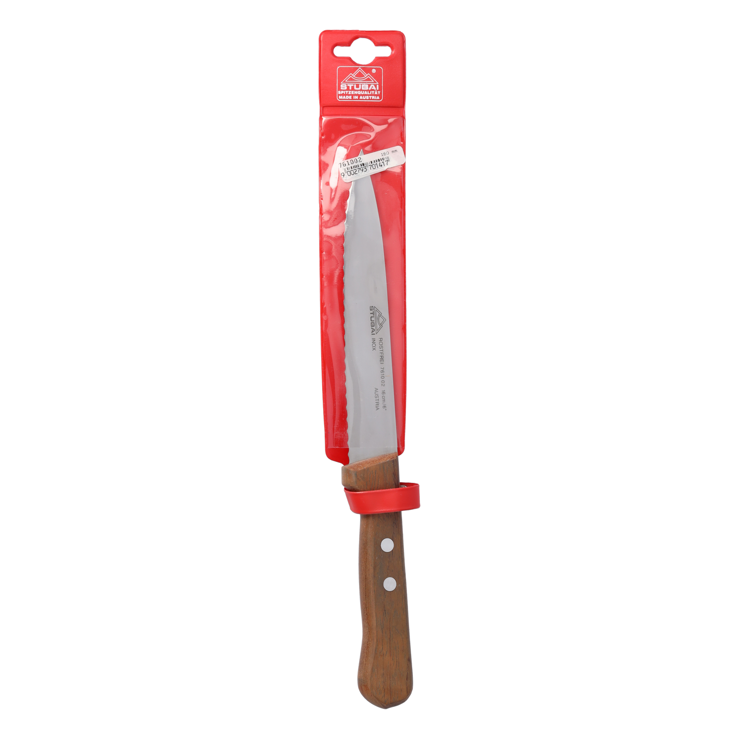 STUBAI Küchenmesser mit Wellenschliff, 160 mm , scharfes Haushaltsmesser mit Edelholzgriff, Klinge aus Edelstahl, rostfrei, spülmaschinenfest