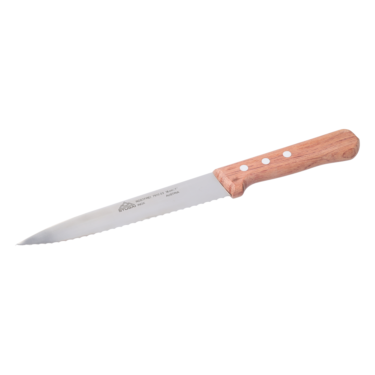 STUBAI Küchenmesser mit Wellenschliff, 180 , scharfes Haushaltsmesser mit Edelholzgriff, Klinge aus Edelstahl, rostfrei, spülmaschinenfest