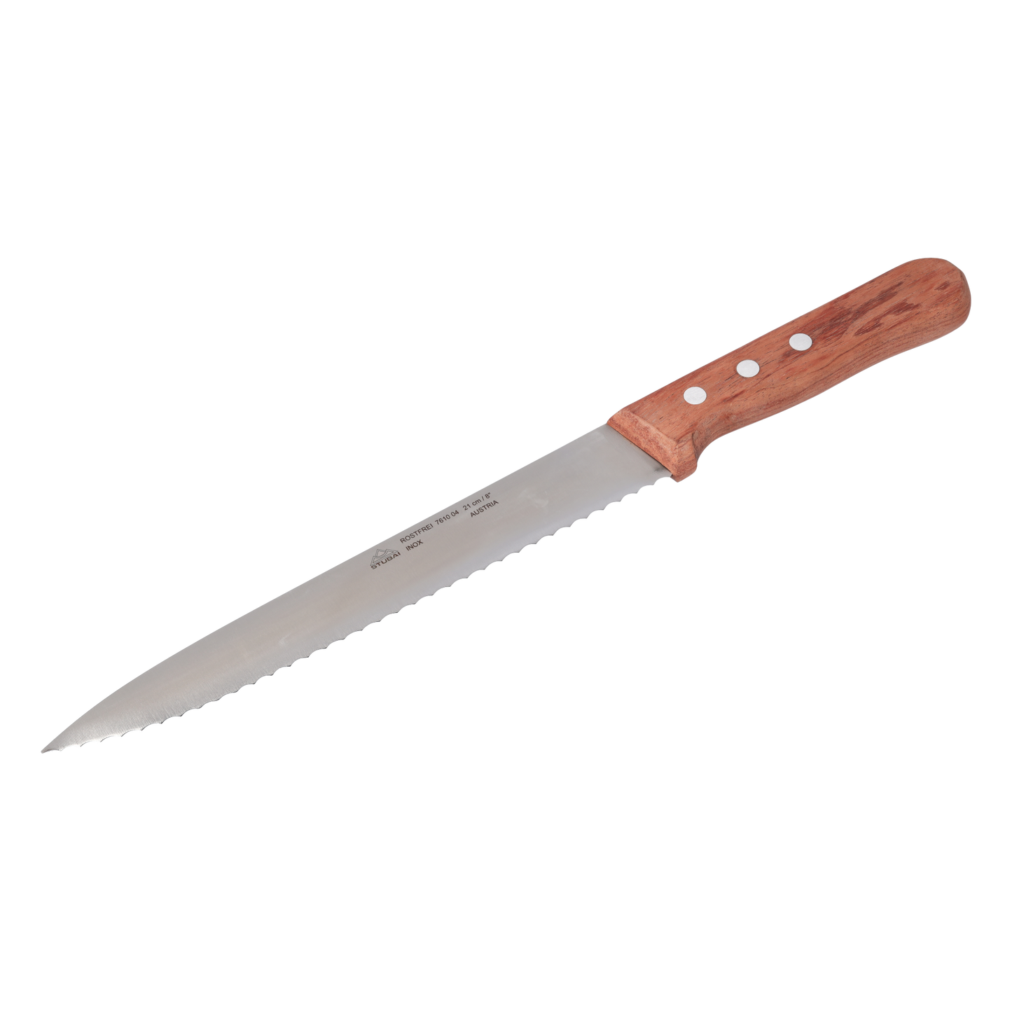 STUBAI Küchenmesser mit Wellenschliff, 210, scharfes Haushaltsmesser mit Edelholzgriff, Klinge aus Edelstahl, rostfrei, spülmaschinenfest