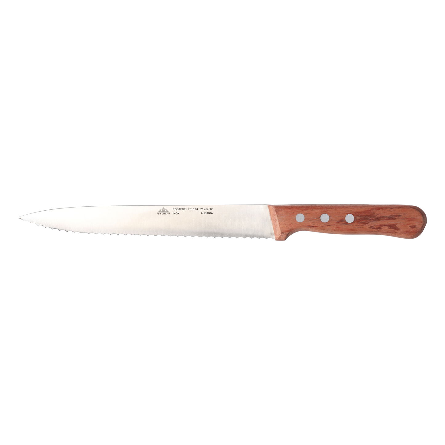 STUBAI Küchenmesser mit Wellenschliff, 210, scharfes Haushaltsmesser mit Edelholzgriff, Klinge aus Edelstahl, rostfrei, spülmaschinenfest
