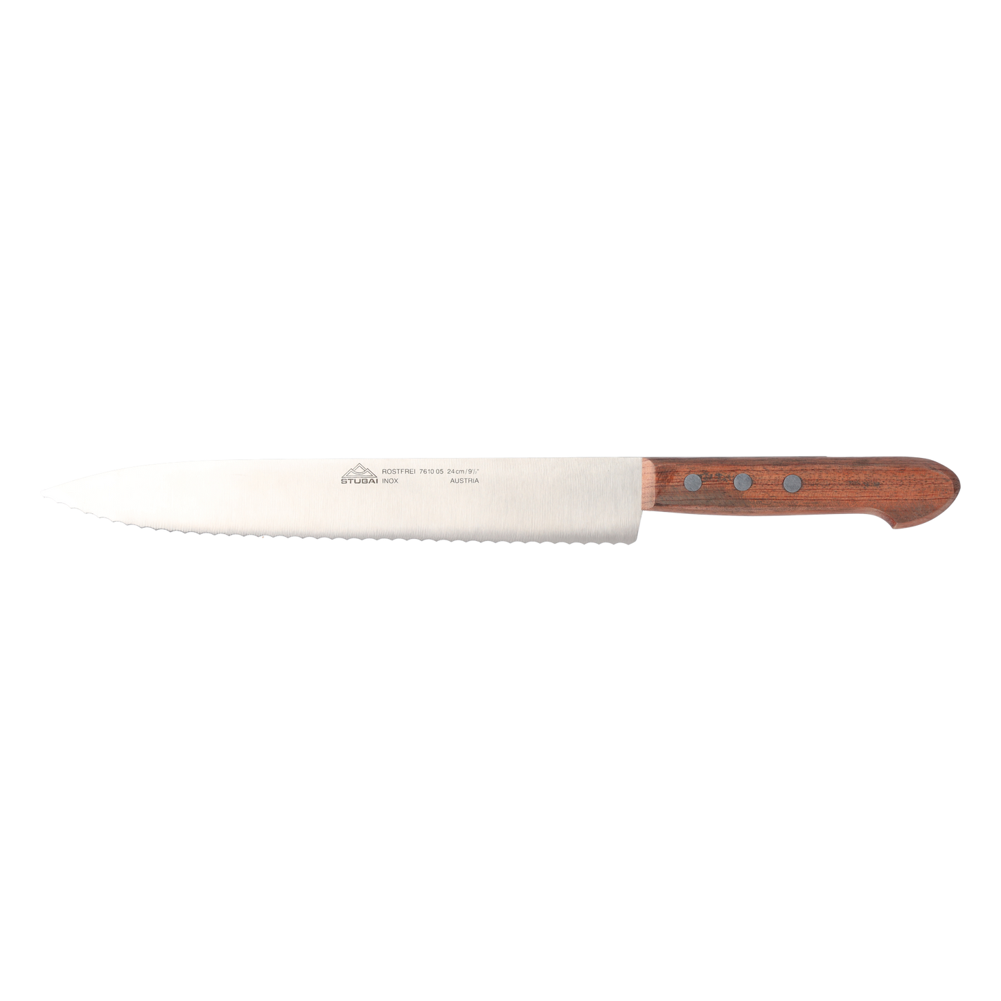 STUBAI Küchenmesser mit Wellenschliff, 240 mm, scharfes Haushaltsmesser mit Edelholzgriff, Klinge aus Edelstahl, rostfrei, spülmaschinenfest