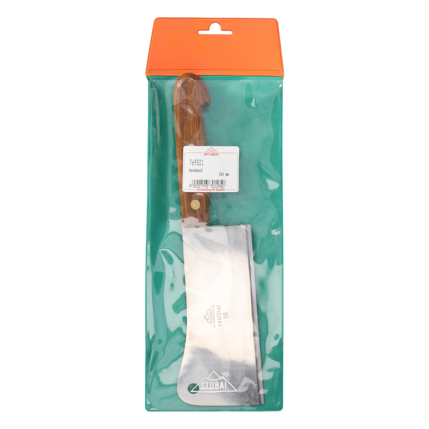 STUBAI Hackbeil 160 mm – Fleischbeil aus hochwertigem Stahl – für Metzger, Jäger, Profiköche & Grillmeister – ergonomischer Griff – zum Hacken von Knochen & Fleisch – Made in Austria