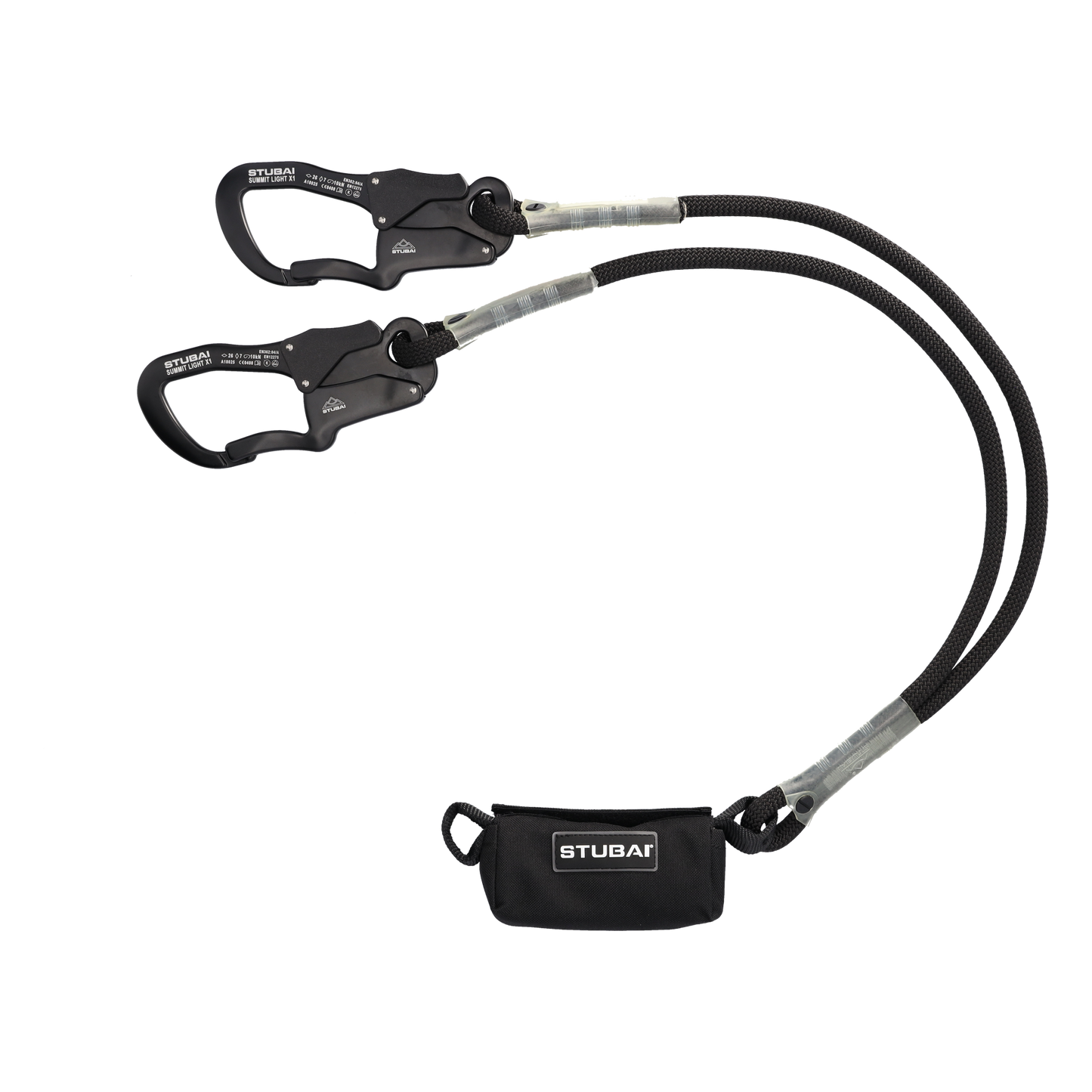 STUBAI Verbindungsmittel ABSORB PRO | zweiarmig 106 cm | Bandfalldämpfer mit einem Strang Statikseil EN 355, 362