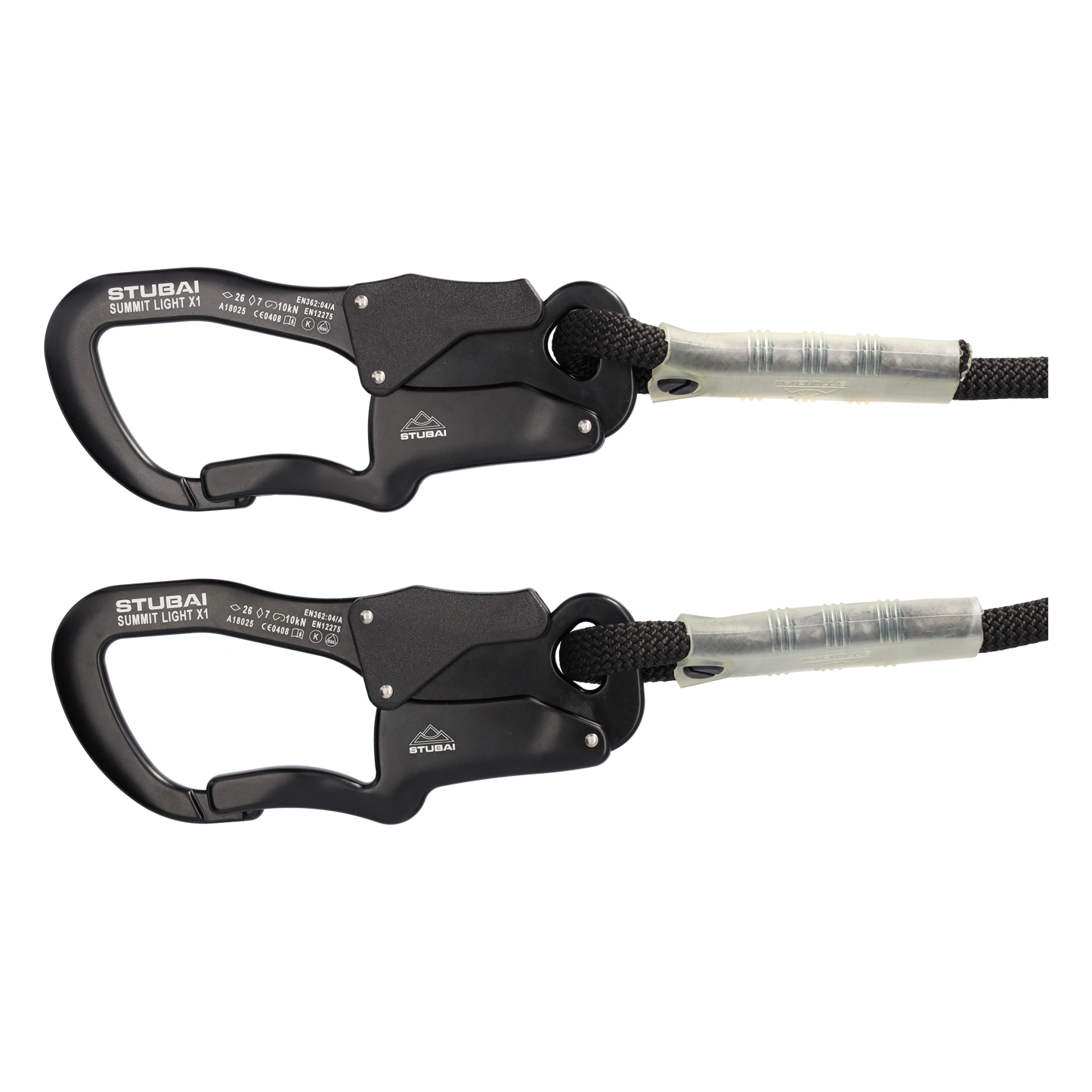 STUBAI Verbindungsmittel ABSORB PRO | zweiarmig 106 cm | Bandfalldämpfer mit einem Strang Statikseil EN 355, 362