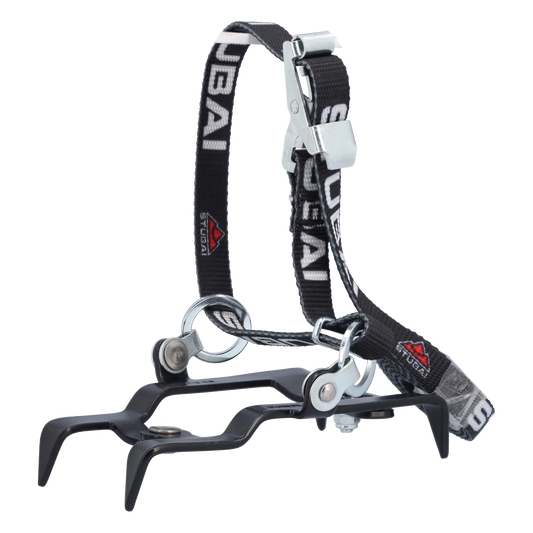 STUBAI Fußeisen Antislip | 4-zack mit Riemenbindung, 280 g | Rutschsicherung für Schuhe, für Outdoor- und Bergsportaktivitäten, Gletscherklettern, Hochgebirgstouren