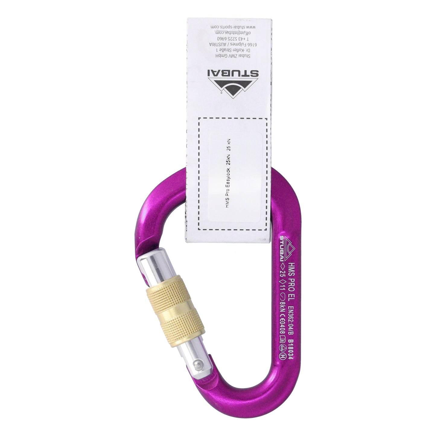 STUBAI HMS Karabiner | Karabiner mit Schraubverschluss, Schraubkarabiner zum Klettern, Kletter-Karabinerhaken, Sicherungskarabiner zum Bergsteigen, Violett