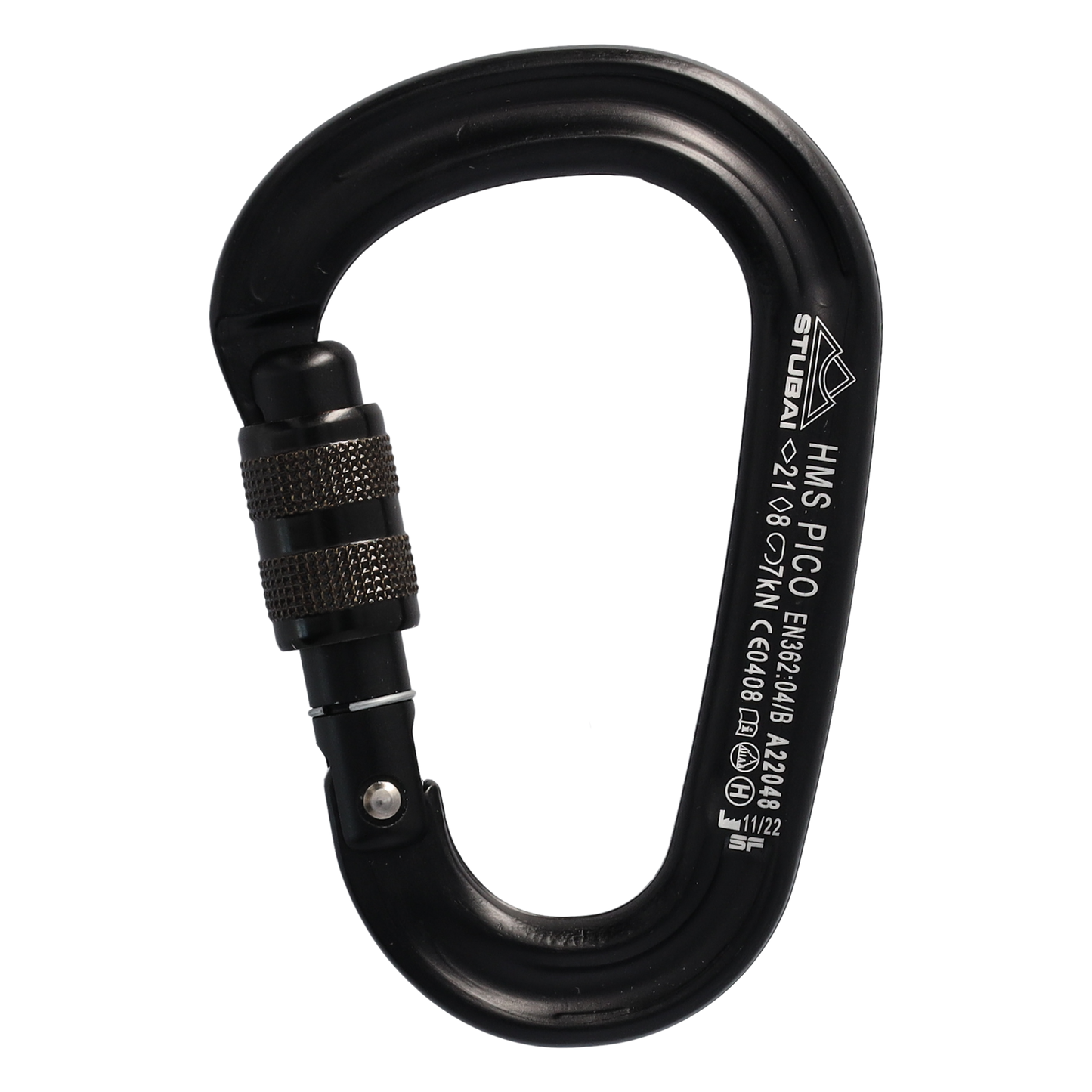 HMS Pico Easylock Karabiner schwarz | 97 × 65 mm | EN 12275, EN 362, UIAA 121 zertifiziert | 21 kN längs, 7 kN offen, 8 kN quer | 20 mm Schnapperöffnung | 60 g leicht | Bergsport & Sicherung