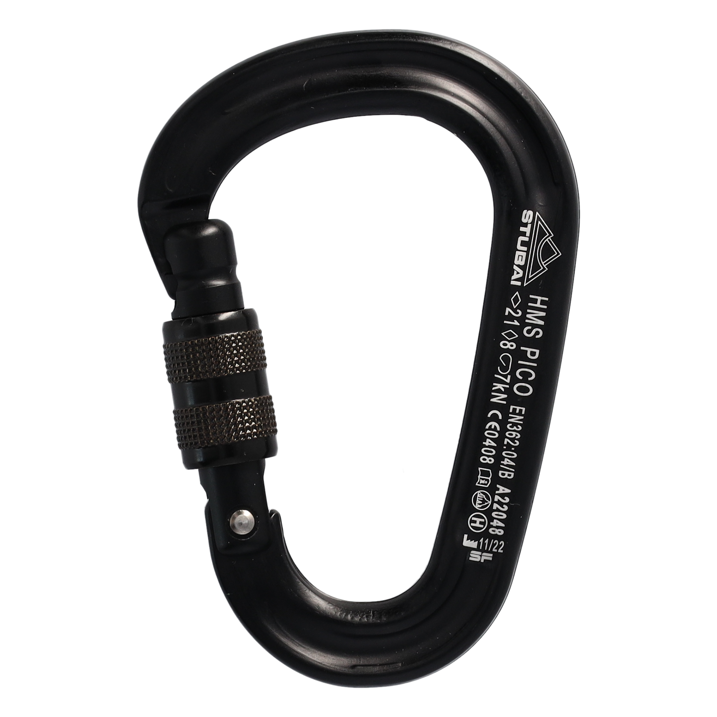HMS Pico Easylock Karabiner schwarz | 97 × 65 mm | EN 12275, EN 362, UIAA 121 zertifiziert | 21 kN längs, 7 kN offen, 8 kN quer | 20 mm Schnapperöffnung | 60 g leicht | Bergsport & Sicherung