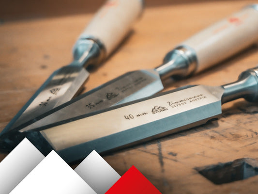 STUBAI Zimmermanns-Stemmeisen Set | 3-teiliges Stechbeitel-Set mit langer Klinge 30/35/40 mm | Ergonomische Weißbuchenholz-Griffe mit Schlagring | Profi Stecheisen für präzise Holzbearbeitung, Schreiner & Tischler