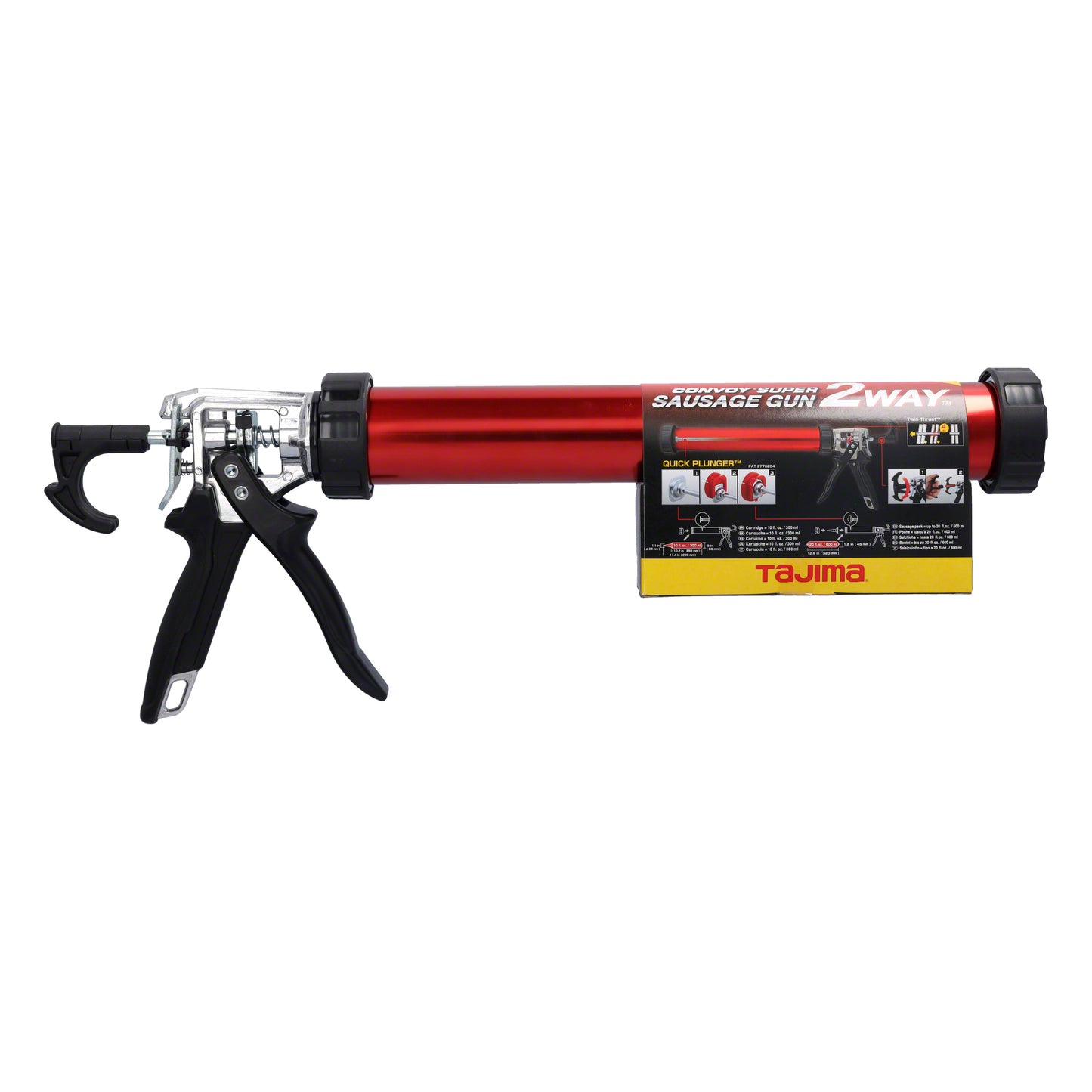 Tajima Kartuschenpresse Convoy Super 2 in 1, für Kartuschen 300 ml + Schlauchbeutel 600 ml, 360° Drehgriff