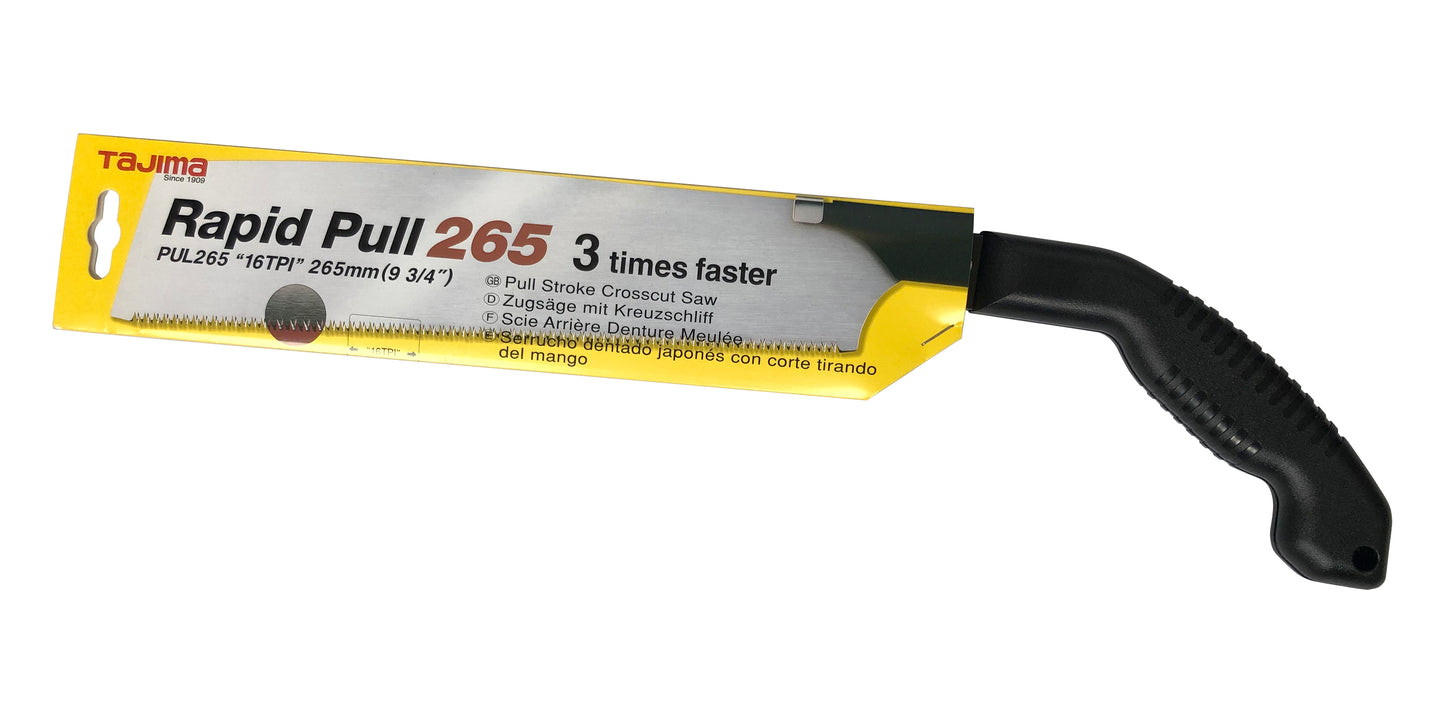 Tajima RAPID PULL Japansäge 265 mm und einem zusätzlichen Sägeblatt 265mm Länge, 16 Zähne pro Zoll, 0,9mm Stärke| mit Pistolen Griff