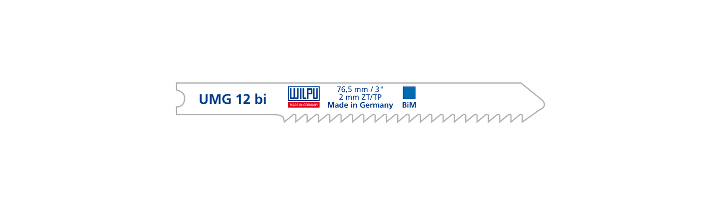 WILPU Stichsägeblatt UMG 12 BI mit Universalschaft- / U-Schaft, 5 Stück