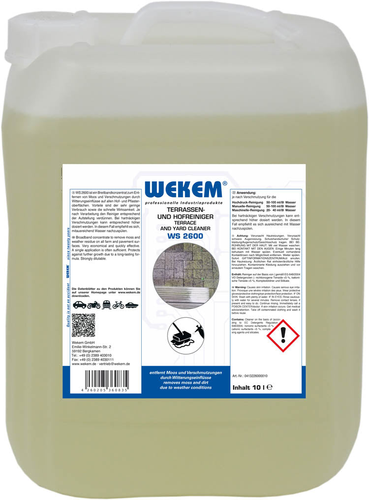 WEKEM WS 2600 Terassen- und Hofreiniger 10 Liter Kanister
