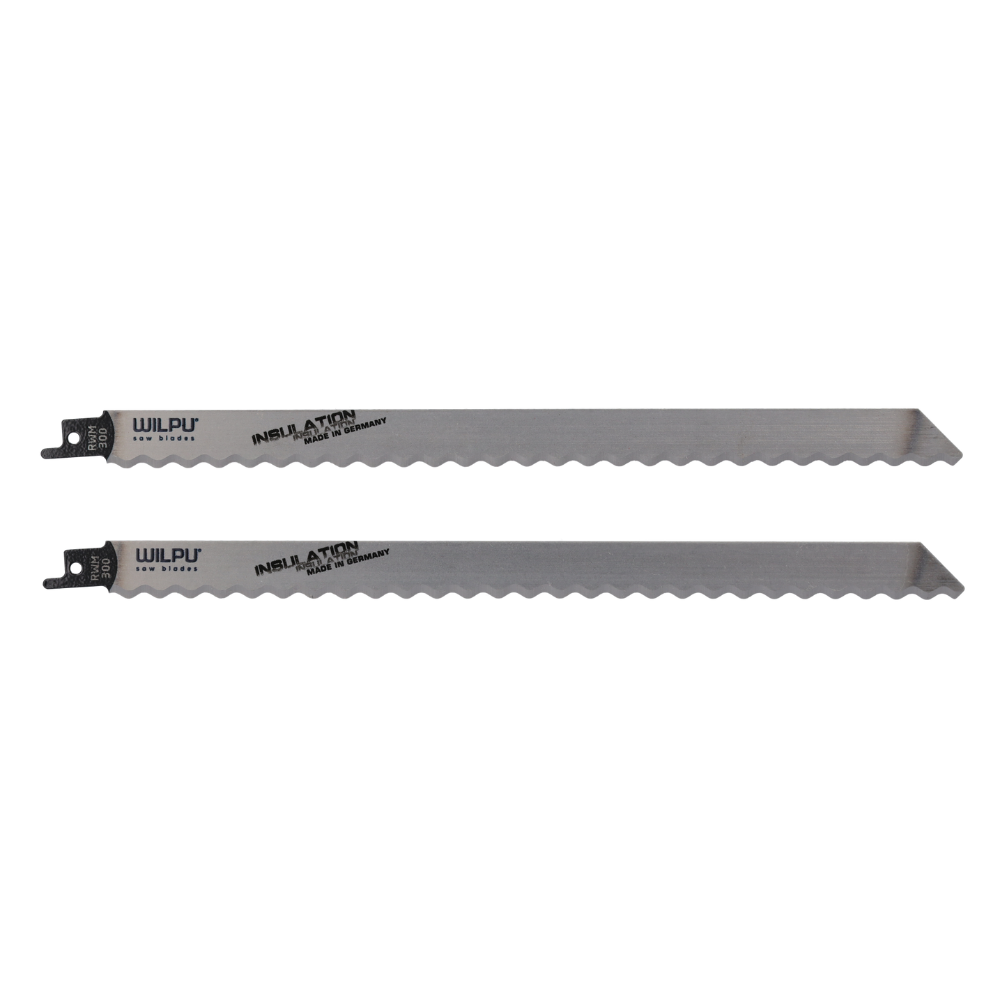 WILPU Doppelter Wellenschiff Säbelsägeblatt für Mineralwolle, Schäumen (EPS/PUR), Styrodur, Styropor, Leder, Gummi, Papier, Teppich 300x19x1,27mm - 2 Stück