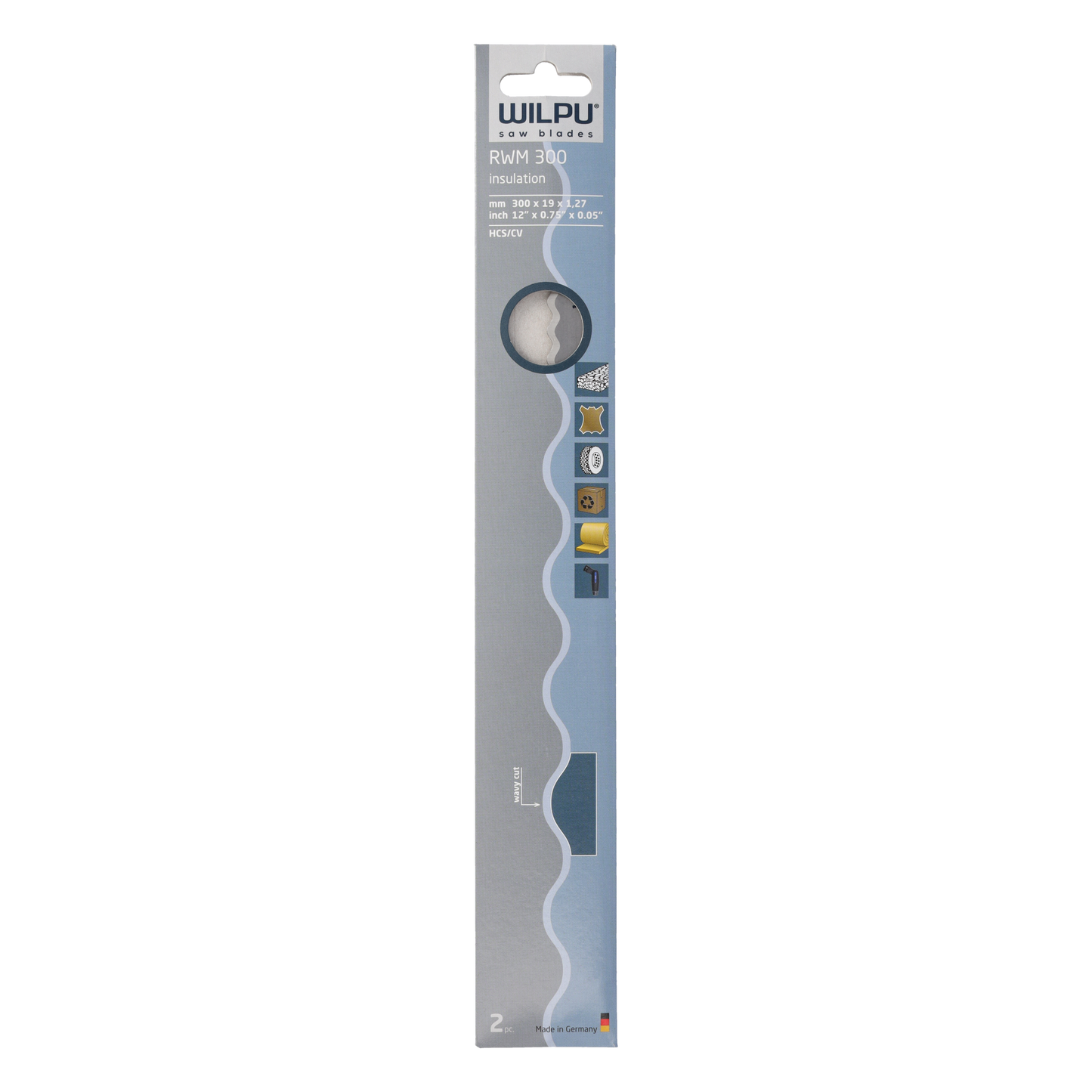 WILPU Doppelter Wellenschiff Säbelsägeblatt für Mineralwolle, Schäumen (EPS/PUR), Styrodur, Styropor, Leder, Gummi, Papier, Teppich 300x19x1,27mm - 2 Stück