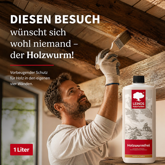 LEINOS Holzwurmfrei 130 | Holzschutz gegen Insekten- & Pilzbefall | Für Innen, überdachten Außenbereich & Feuchträume | Holzverfestiger mit physikalisch-mechanischer Wirkung | 1L