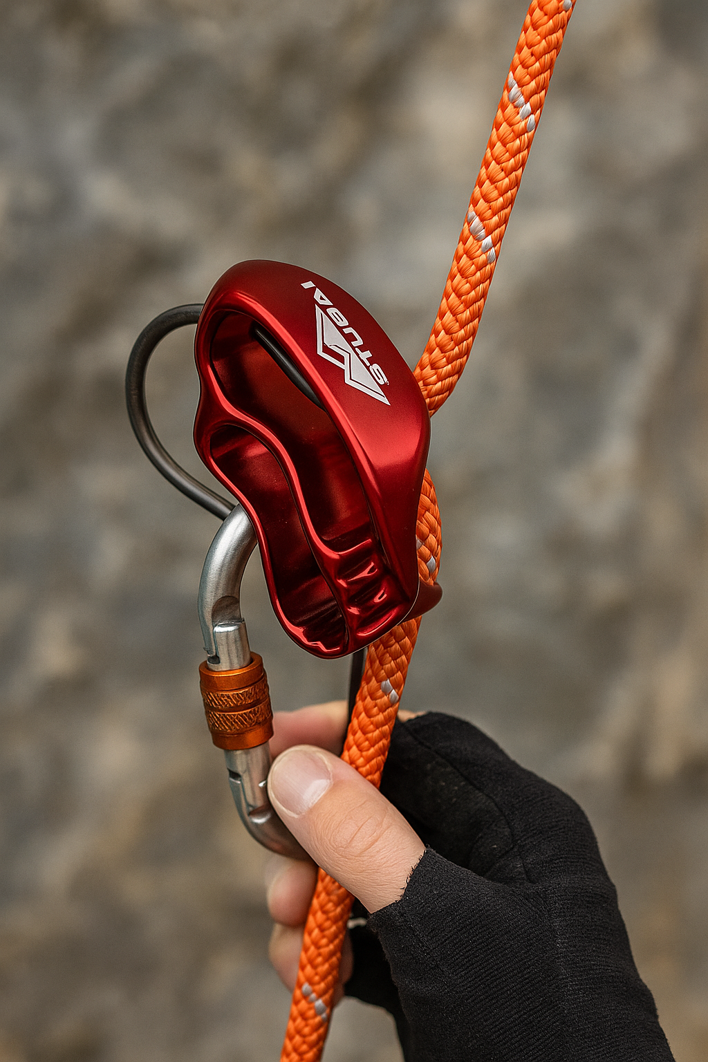 STUBAI BC PRO Sicherungsgerät & Abseilgerät – leicht (62 g), kompakt, mit V-Bremskerben – seilschonend – für Einfachseil, Halbseil & Zwillingsseil – Klettern, Bergsport, Rettung