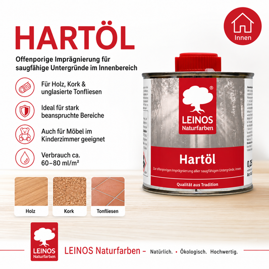 LEINOS Holzöl 250 ml | Hartöl Farblos für Tische Möbel Arbeitsplatten | Teak Eiche Möbelöl für effektive Versiegelung und langanhaltenden Schutz im Innenbereich