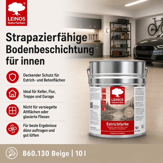 LEINOS 860 Estrichfarbe für Innen, 10l, Beige