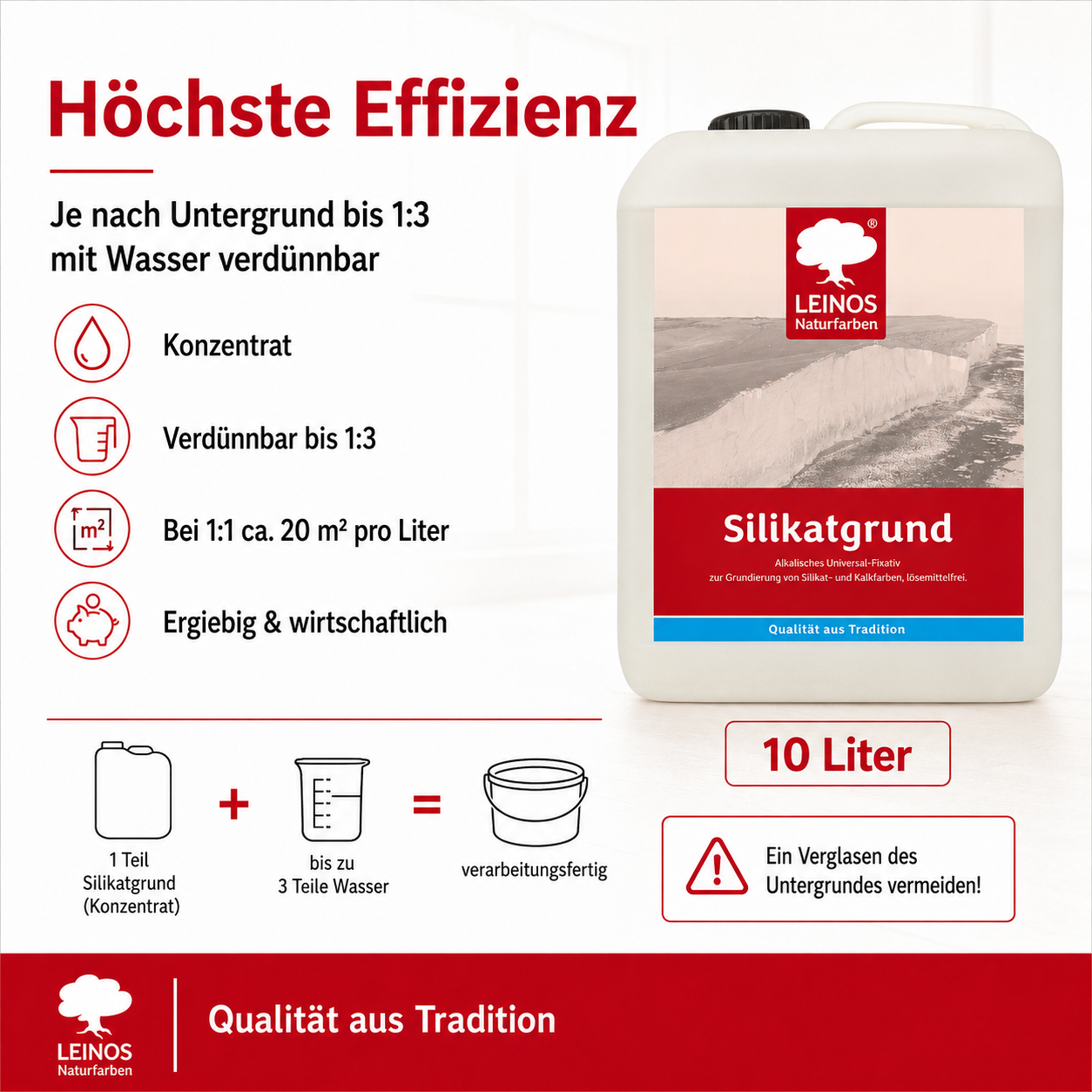 LEINOS 620 Tiefengrund 10,0 L | für stark oder unterschiedlich saugende Wandflächen | Sehr hoch dampfdurchlässig | Farbton nach der Trocknung: nahezu farblos