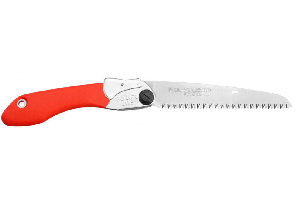 Silky Klappsäge Pocketboy 170mm rot/grob, 8 Zähne pro Zoll | sehr grobe Verzahnung | nasses und trockenes Holz | Pull Cut Technologie