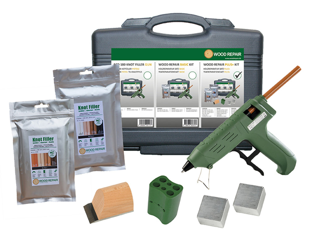 WoodRepair Holzreparatur Satz PLUS+ für Holzreparatur bei Schäden, Kratzern, großen Ästen