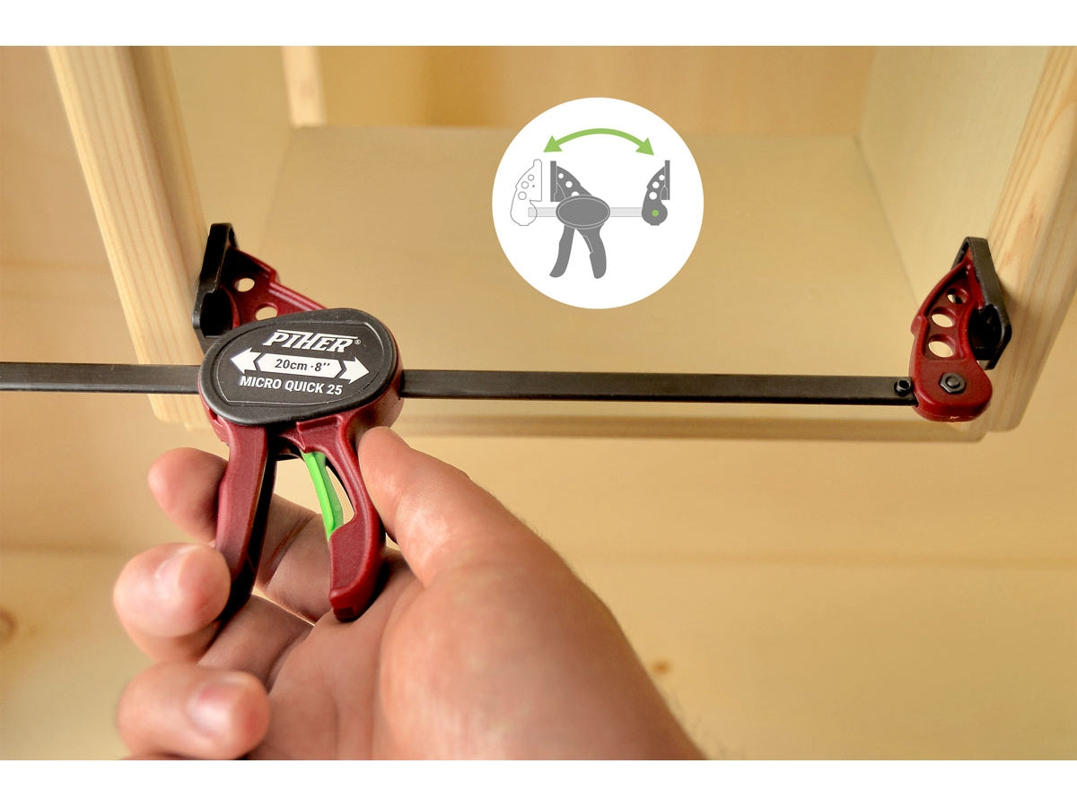 PIHER 2 Stück Micro Einhand-Zwingen 10 cm mit drehbarem Spannkopf und einer Spannkraft von max. 25 kg