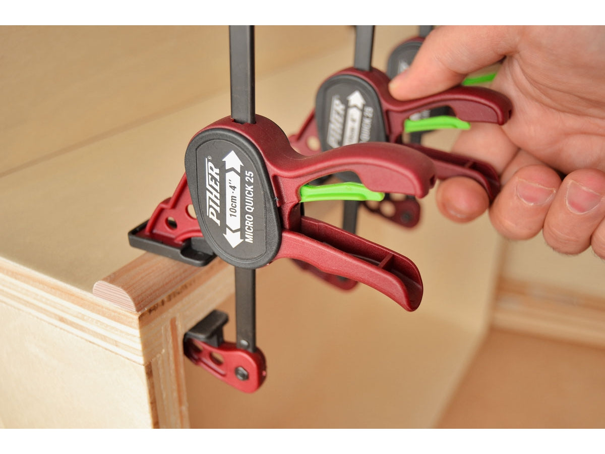 PIHER 2 Stück Micro Einhand-Zwingen 10 cm mit drehbarem Spannkopf und einer Spannkraft von max. 25 kg