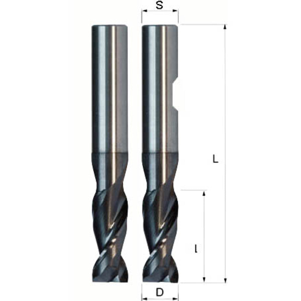 Vollhartmetall Nutfräser doppelseitig mit Drall 3x8x70mm S=6mm