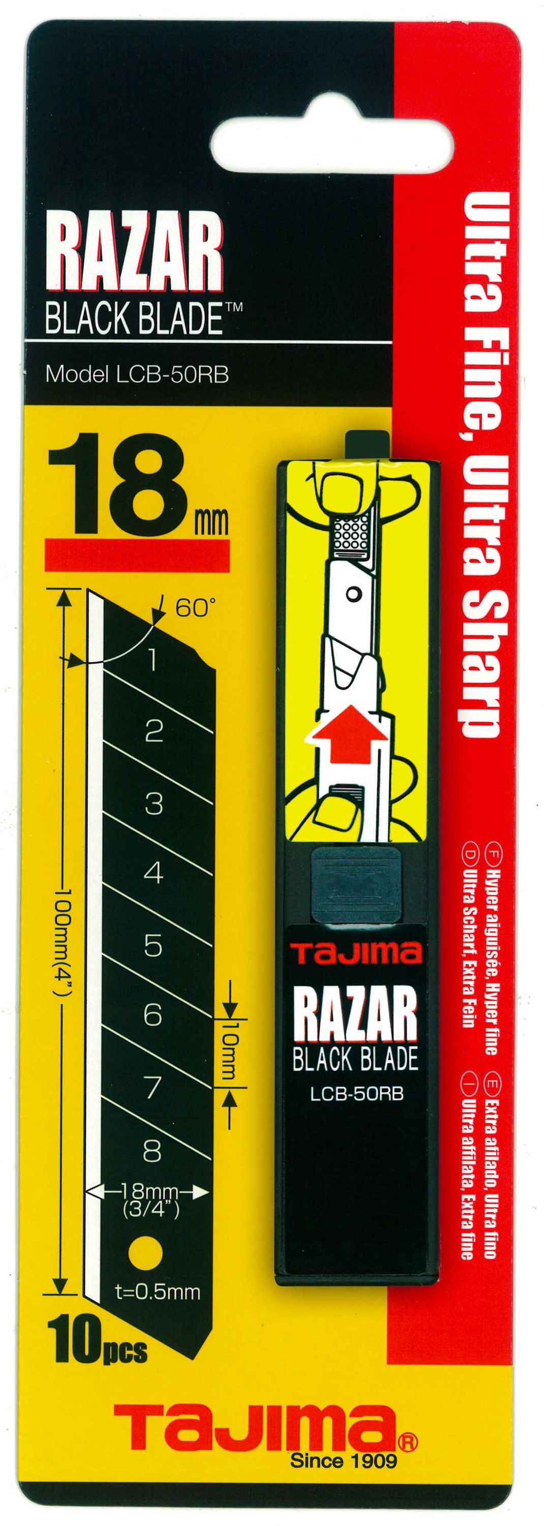 TAJIMA Ersatzklinge RAZAR BLACK 18mm 10 Stück, TAJ-19042