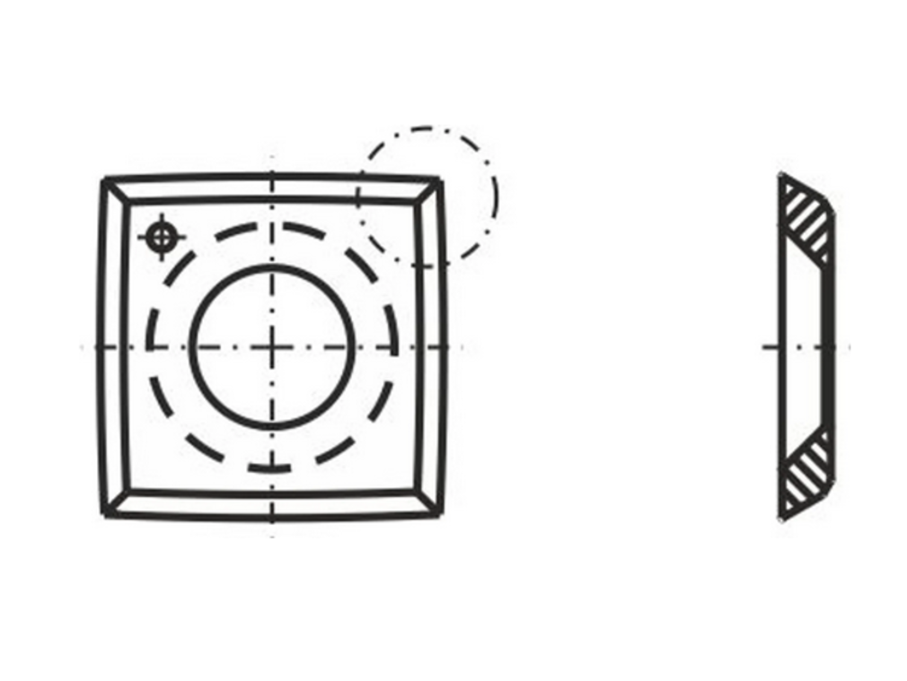 Quadratische Wendeplatte | 10,5 x 10,5 x 1,5 mm 35° | 2 Stück | Wendemesser für Hartholz, Weichholz, Plastik & Spanplatten geeignet | Ersatzmesser für Vorschneider, Lackfräser, Nutfräser | T04F