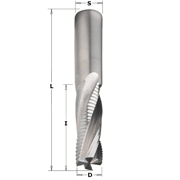 Vollhartmetall Schruppfräser 20x60x120mm mit 4 positiv spiralgenuteten Schneiden Z2+2R Rechtslauf
