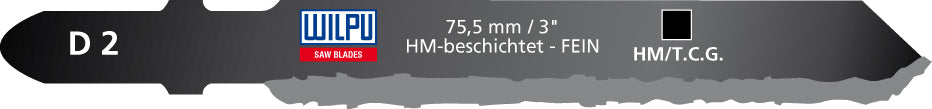 WILPU Stichsägeblatt D2 mit Einnockenschaft- / T-Schaft, 3 Stück