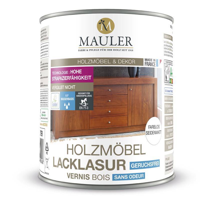 Mauler Holzmöbel Lacklasur Seidenmatt Eiche Mittel 0,5l
