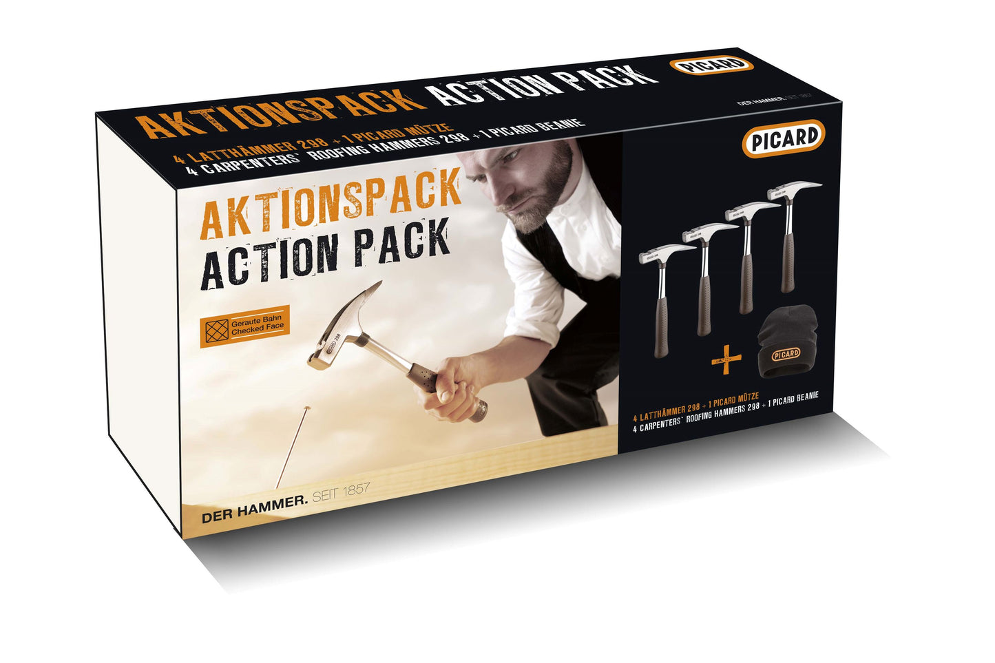 Picard Aktionspack Latthammer 298 - 4x Latthämmer glatte Bahn in Aktionsbox + 1x PICARD Wollmütze