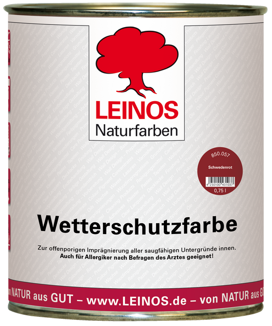 LEINOS Wetterschutzfarbe 750 ml | Schwedenrot Holzlasur für Holzfassaden Fenster Gartenhäuser| wetterbeständige Deckfarbe für effektive Versiegelung und langanhaltenden Schutz auf Ölbasis im Außenbereich