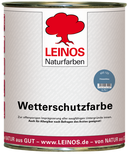 LEINOS Wetterschutzfarbe 750 ml | Friesenblau Holzlasur für Holzfassaden Fenster Gartenhäuser| wetterbeständige Deckfarbe für effektive Versiegelung und langanhaltenden Schutz auf Ölbasis im Außenbereich